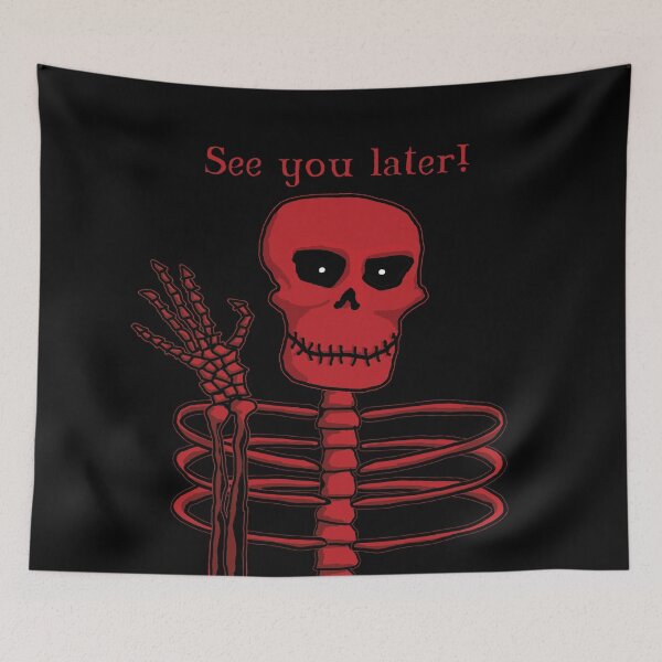 Item preview, Skeleton with piercing eyes waving  goodbye. designed and sold by Luggnagg.