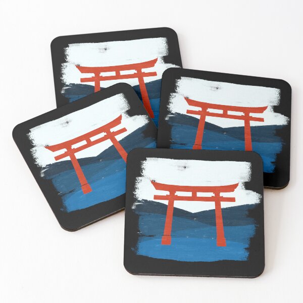 Item preview, Red Painted Rough Japanese Gate red big sun and Blue Ground, Japanese Torii Gate designed and sold by RiciPaneto.