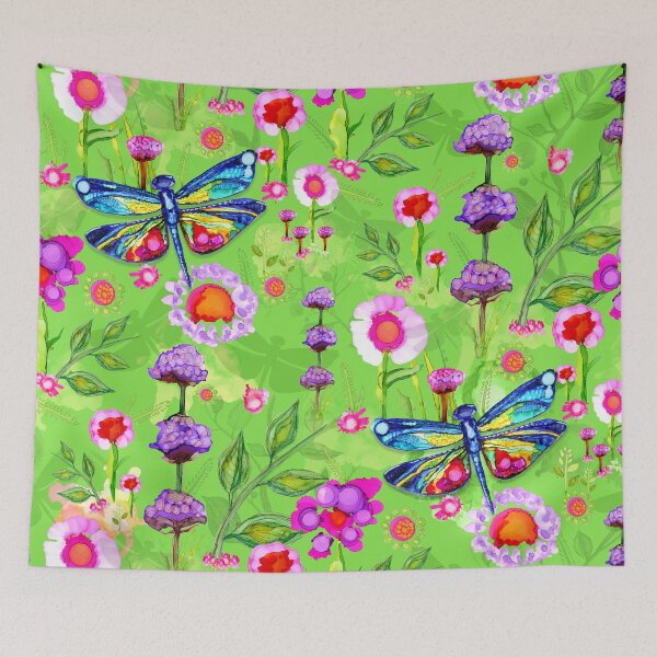 Item preview, Tropical Dragonfly Flower Garden designed and sold by kreistyle.