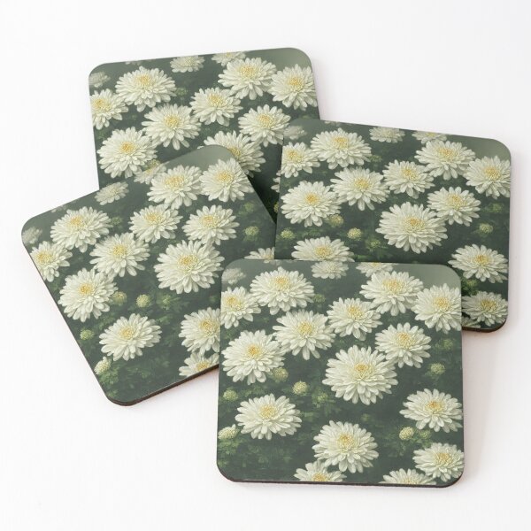Item preview, White November Chrysanthemums designed and sold by FamiliarPufferfish.
