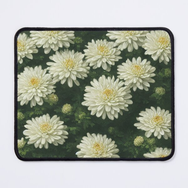 Item preview, White November Chrysanthemums designed and sold by FamiliarPufferfish.