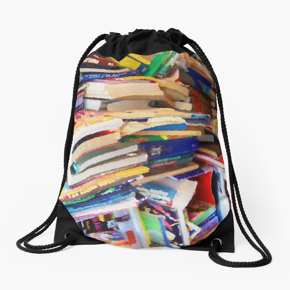Stacks of Books Drawstring Bag