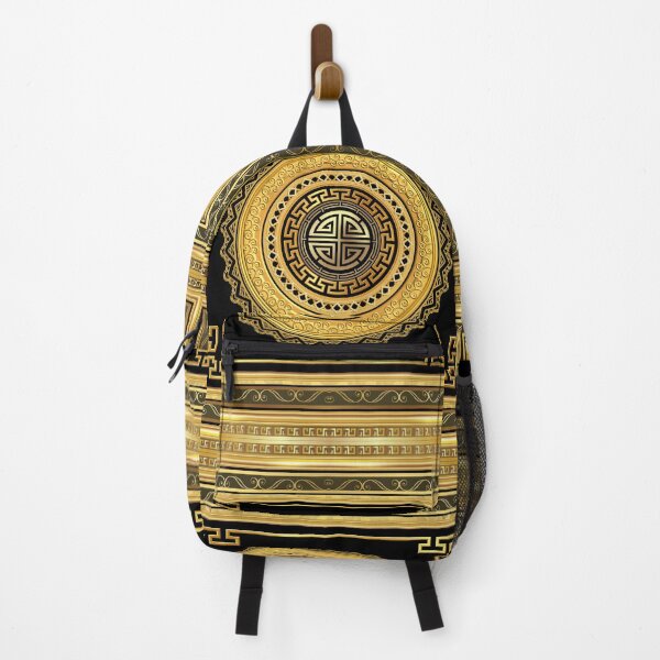 Item preview, Greek Key Sun Design Large Black and Gold designed and sold by Yiorgos Designs.