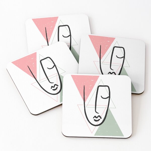 Item preview, Triangular Mind / Lined-Art Face / pink and green triangles designed and sold by CreativeNeighb.