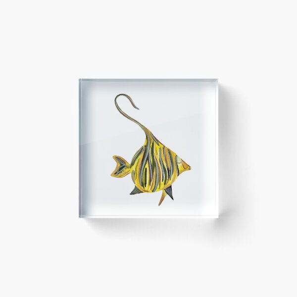 Item preview, Fish yellow ocean sea a watercolor illustration designed and sold by Yana Mustafina | Boho Soulful Designs.