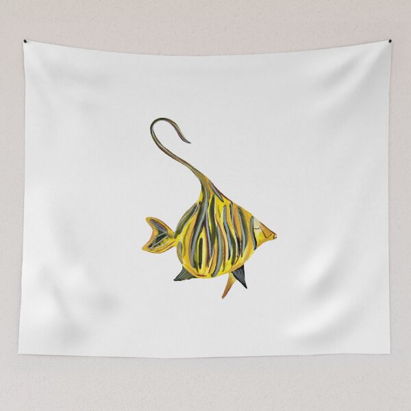 Item preview, Fish yellow ocean sea a watercolor illustration designed and sold by Yana Mustafina | Boho Soulful Designs.
