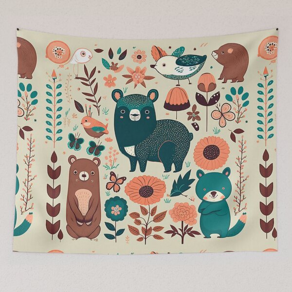 Item preview, Animals and flowers pattern designed and sold by FelpoStore.