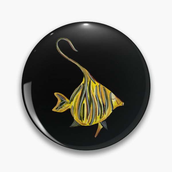 Item preview, Fish yellow ocean sea a watercolor illustration black designed and sold by Yana Mustafina | Boho Soulful Designs.