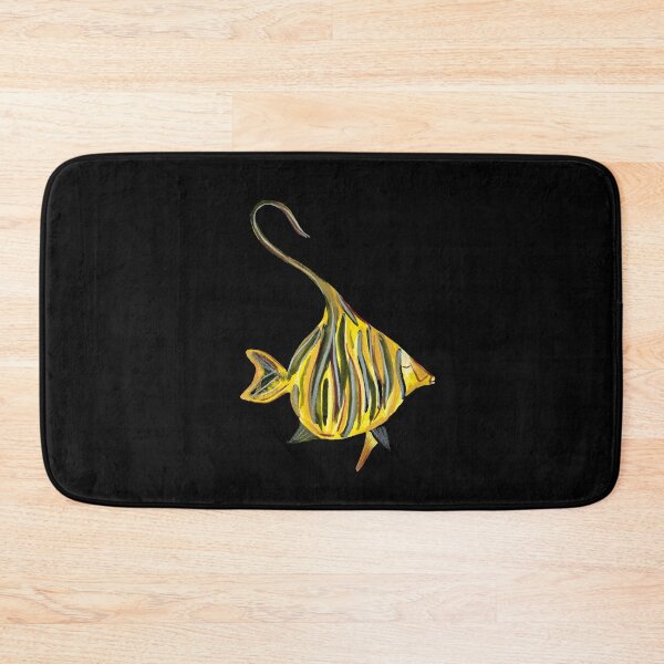 Item preview, Fish yellow ocean sea a watercolor illustration black designed and sold by Yana Mustafina | Boho Soulful Designs.
