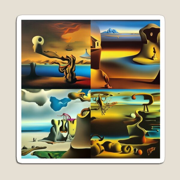 Wonderland surrealism Salvador Dali matte background melting oil on canvas Magnet