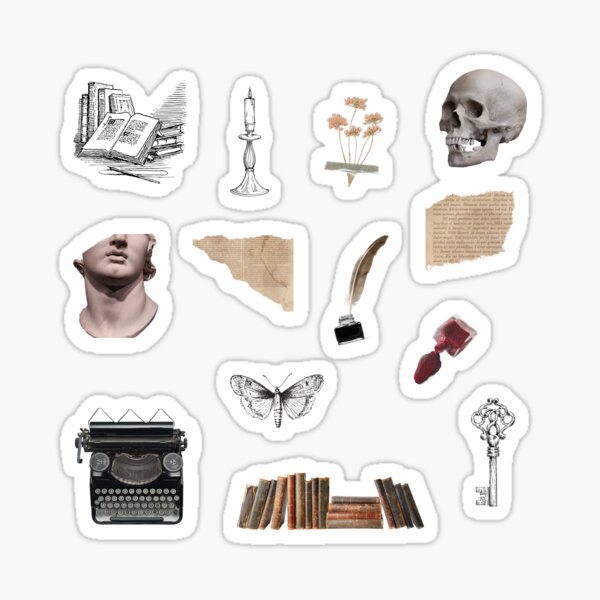 Dark academia sticker's set (8 stickers)