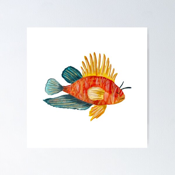 Item preview, Fish colorful ocean sea a watercolor illustration designed and sold by Yana Mustafina | Boho Soulful Designs.