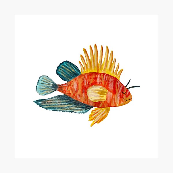 Artikelvorschau, Fish colorful ocean sea a watercolor illustration entworfen und verkauft von Yana Mustafina | Boho Soulful Designs.