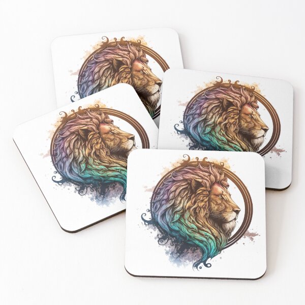 Item preview, Iridescent Majestic Multi-Colored Stylized Regal Lion Crest designed and sold by DreamsGD.