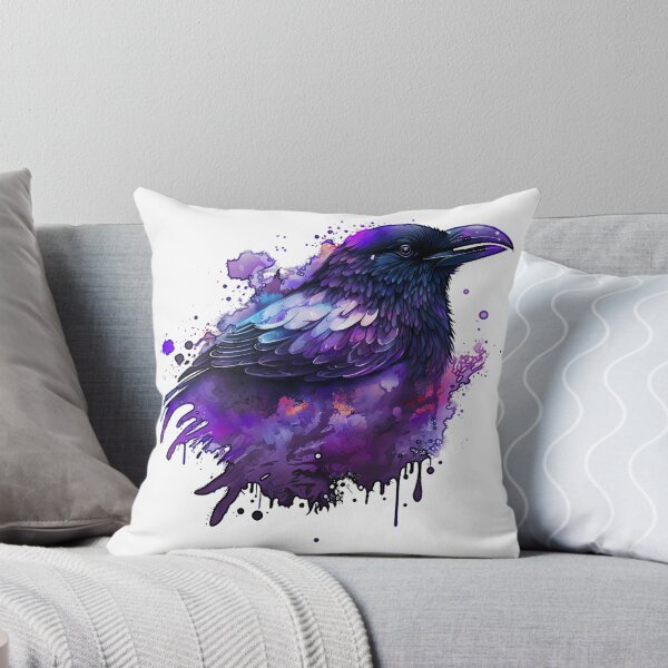 Item preview, Vivid Stylized Painted Purple Magical Raven / Blackbird / Crow designed and sold by DreamsGD.