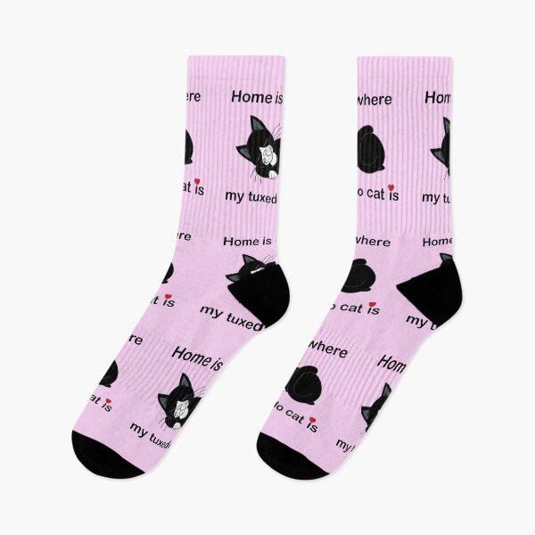 Item preview, Home is where my tuxedo cat is, on pink designed and sold by QuirkyCatz.