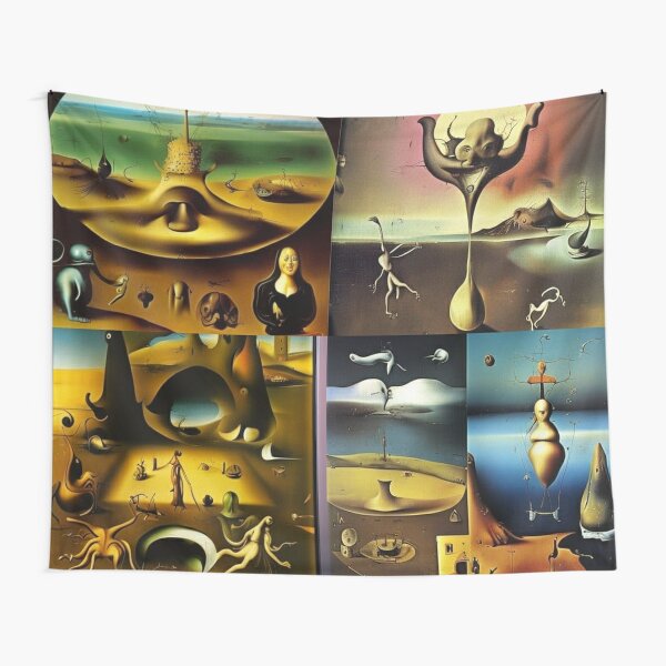 Hieronymus Bosch surrealism Salvador Dali matte background melting oil on canvas Tapestry
