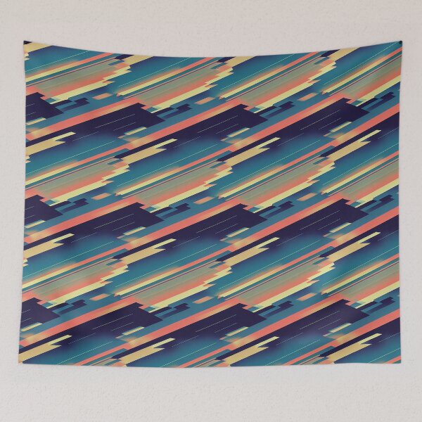 Artikelvorschau, Chillwave-Muster im Stil der 80er Jahre in Blau, Gelb und Pink entworfen und verkauft von Fine Prints.