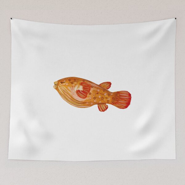 Item preview, Fish red ocean sea life watercolor illustration designed and sold by Yana Mustafina | Boho Soulful Designs.