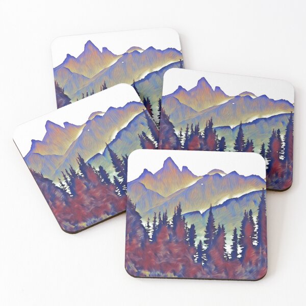 Item preview, Mountain range art blues and reds designed and sold by Inktown.