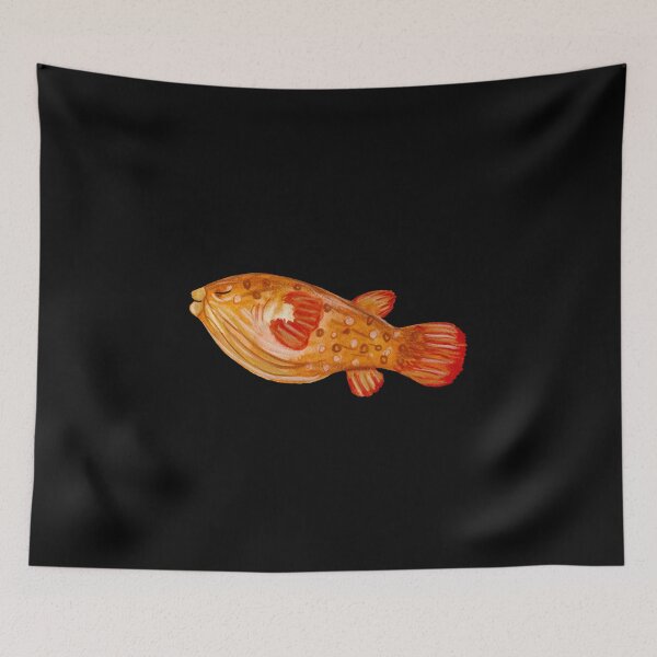 Item preview, Fish red ocean sea life watercolor illustration black designed and sold by Yana Mustafina | Boho Soulful Designs.