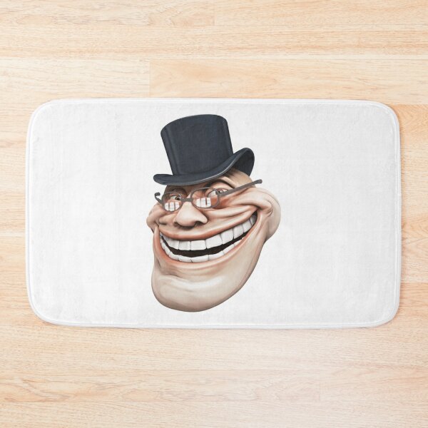 Humor Bath Mat, Grumpy Internet Troll Face with Trippy Gestures