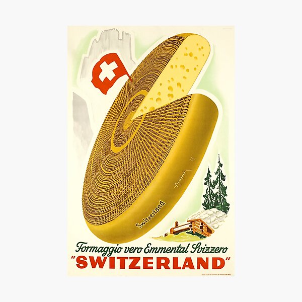 Item preview, Formaggio vero Emmental Svizzero,Switzerland, Food Poster designed and sold by BokeeLee.