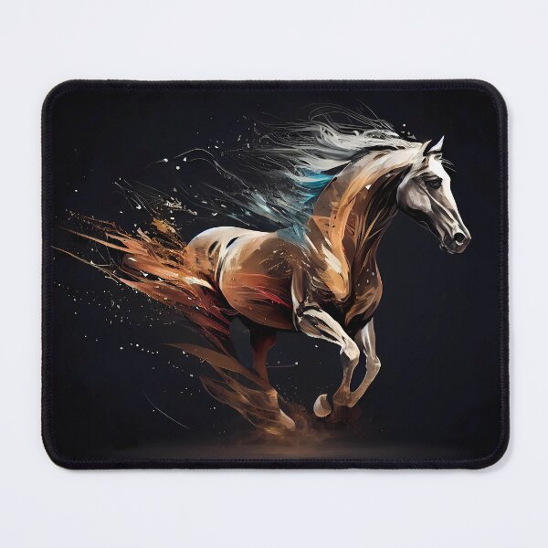 Item preview, Abstract Artwork, Horse Running in Vibrant Paint on Black Background designed and sold by GotPink.