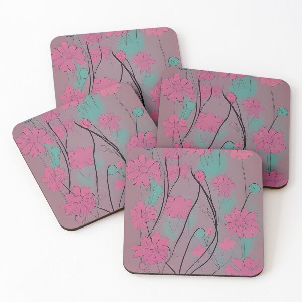 Item preview, Funky muted pink and teal floral designed and sold by ibelieveimages.
