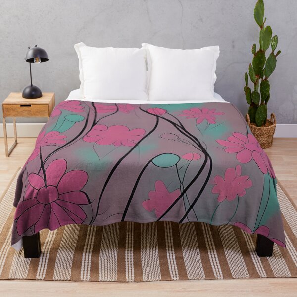 Item preview, Funky muted pink and teal floral designed and sold by ibelieveimages.