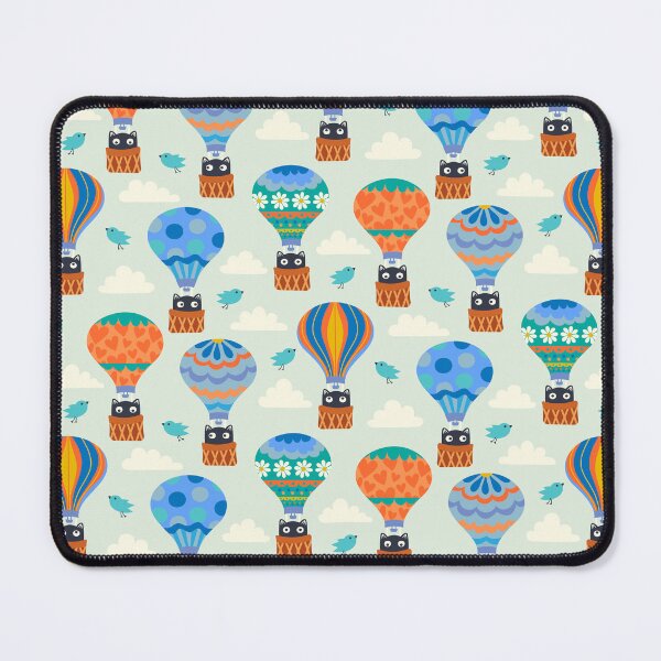 Item preview, Black Cats in Hot Air Balloons - Pattern designed and sold by Carrie Cantwell Art.