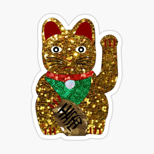 x2 10x8cm Lucky Chinese Waving Cat Vinyl Window Stickers Maneki Neko talisman 