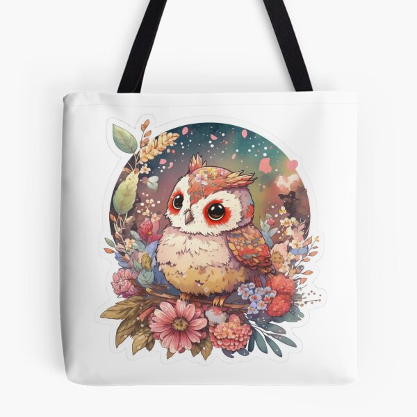 Item preview, sweet Owl, cute scene, woodland, flowers, birds designed and sold by sparkzeno.