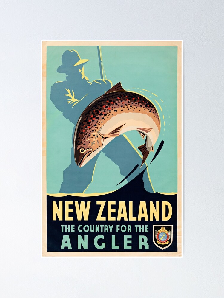 Vintage Travel Poster - NEW ZEALAND THE COUNTRY FOR THE ANGLER