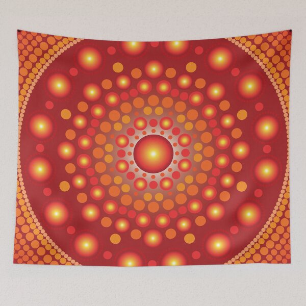 Item preview, Red orange dot mandala design designed and sold by ColoreDots.