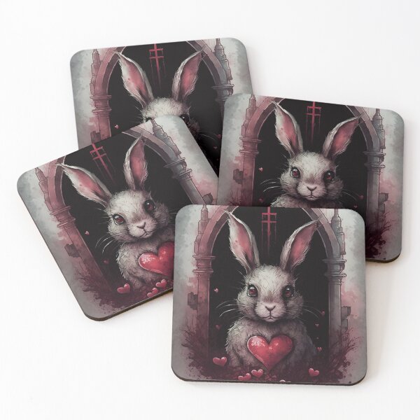 Item preview, Cute Goth Love Bunny Lovebunny Horror Valentine Watercolor Freaky designed and sold by CGSGraphics.