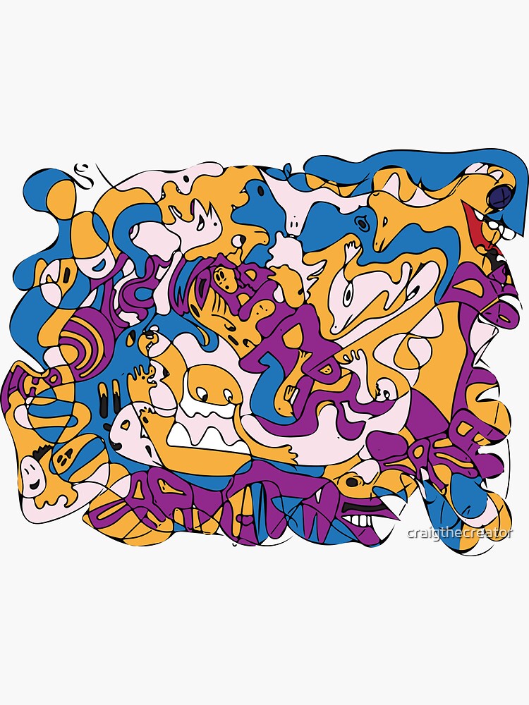 Thumbnail 3 of 3, Sticker, HIDE THE WORD HERE! - Creative Doodle Art with Hidden Words designed and sold by craigthecreator.