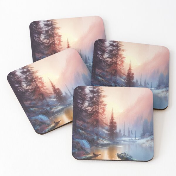 Item preview, Snowy mountain river sunrise designed and sold by ibelieveimages.
