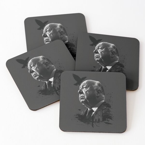 Artikelvorschau, Alfred Hitchcock porträtiert die Vögel in Schwarz-Weiß entworfen und verkauft von MyHunkyDoryShop.