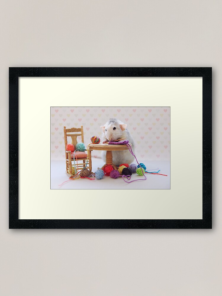 Alternate view of Rosie still knitting..... Framed Art Print