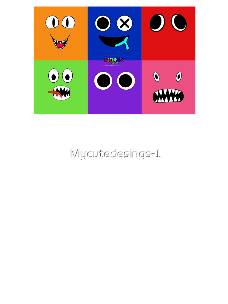 Rainbow Friends characters faces in grid.. Blue Roblox Rainbow