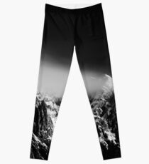 Black and white long exposure of clouds above mountain Leggings