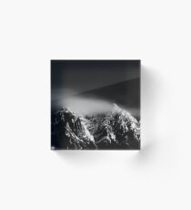 Black and white long exposure of clouds above mountain Acrylic Block