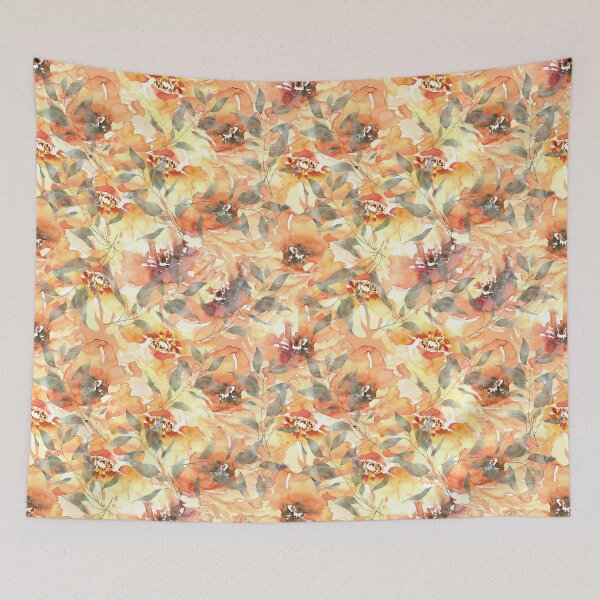 Item preview, Orange Watercolor Floral Seamless Surface Pattern designed and sold by PBJArt.