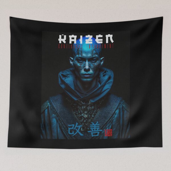 Item preview, Tibetan Cyberpunk Futuristic Monk – Kaizen Continuous Improvement Japanese Kanji designed and sold by MadeByRobots.