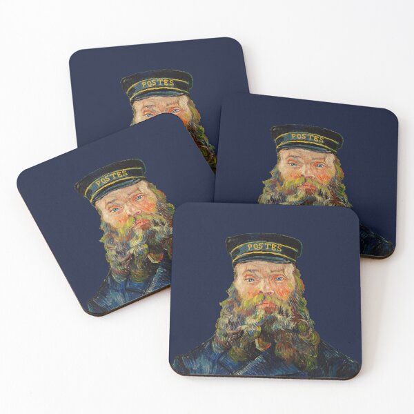 Item preview, The Postman Portrait of Joseph Roulin on a Blue Background by Vincent Van Gogh designed and sold by Pretty  Pixel.