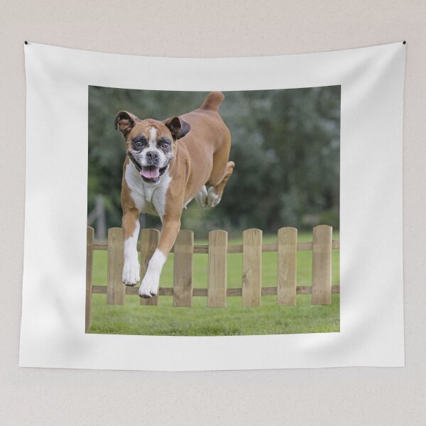Item preview, Boxer Dog Leaping Over a Wooden Fence designed and sold by ScienceSource.