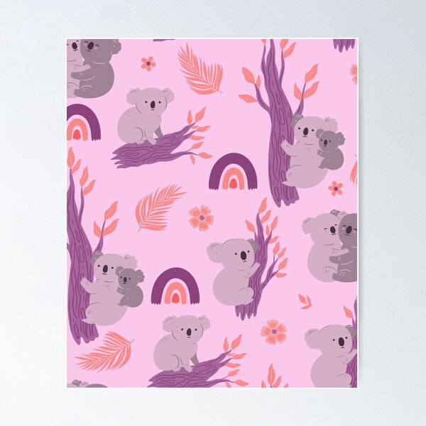 Item preview, Seamless pattern with cute koalas, rainbows and leaves. Vector graphics designed and sold by Black4magic.