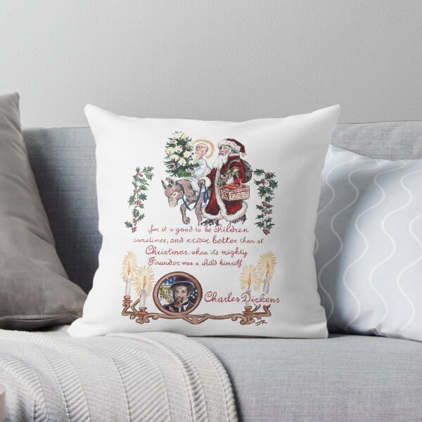 Dickens and Christmas Throw Pillow