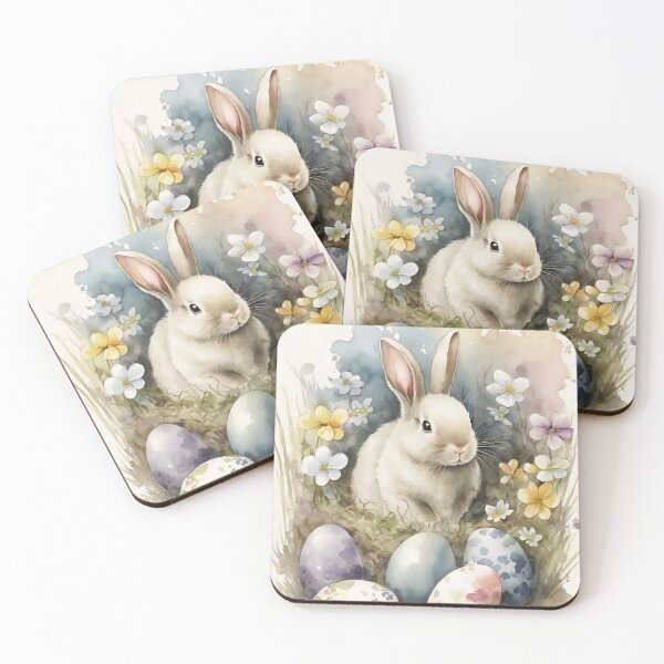 Item preview, Easter Bunny and Eggs in Wold Flwers Soft Spring Watercolors designed and sold by CGSGraphics.